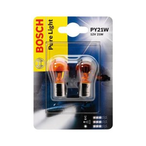 Set de 2 becuri PY21W 12V 21W BAU15s galben (blister) BOSCH