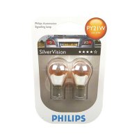 Set de 2 becuri PY21W 12V 21W BAU15s SILVER VISION (blister) PHILIPS