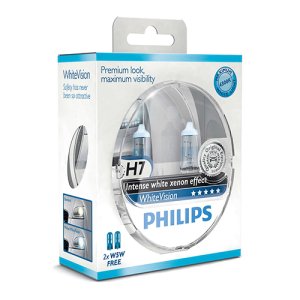 Set 2 becuri far H7 55W 12V WHITE VISION PHILIPS